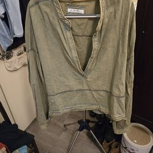 We the Free XL faded green denim pullover